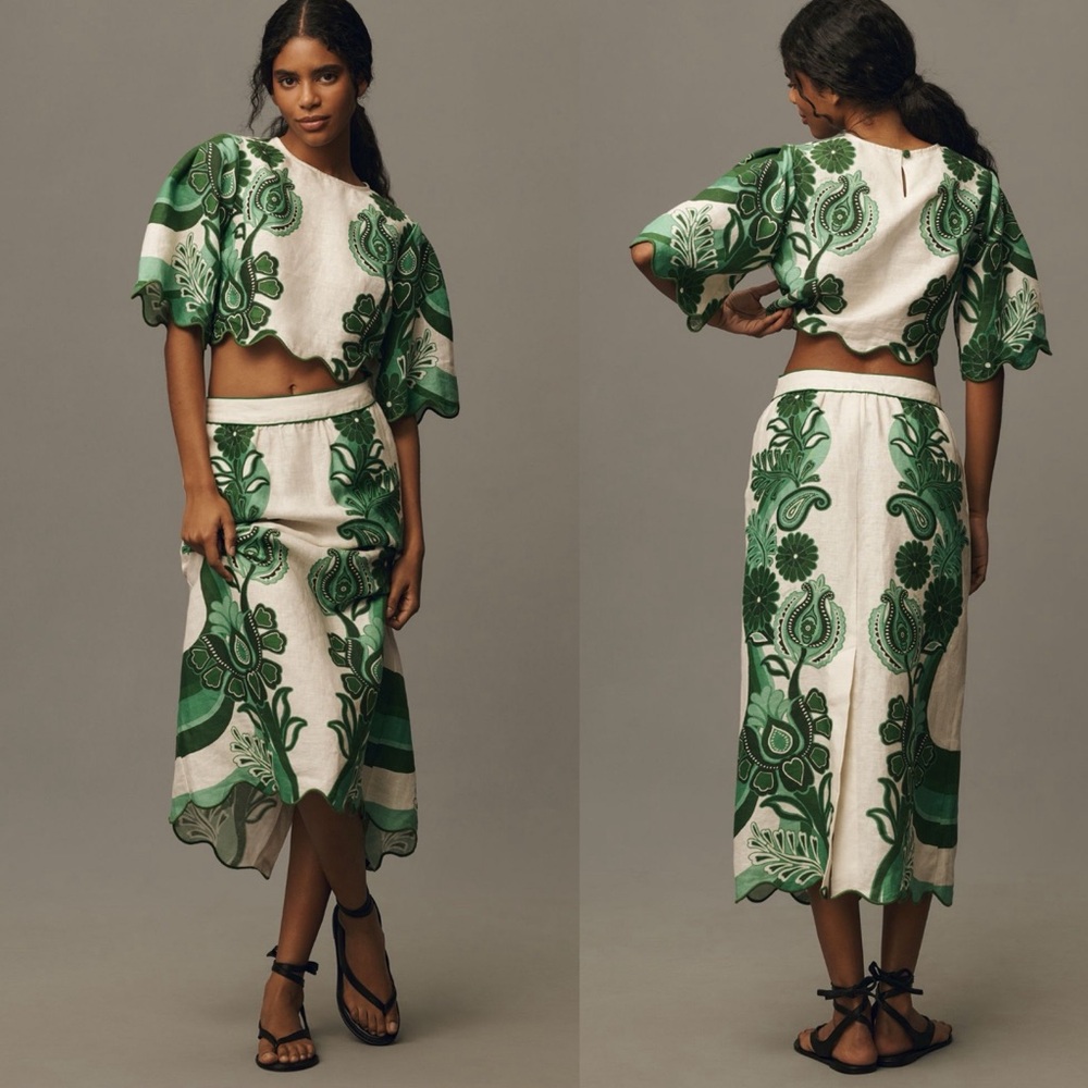 Farm Rio Color Festival Linen Midi Skirt Set